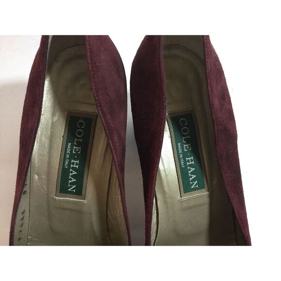 Womens Cole Haan suede Pumps shoes Leather Purple  Slip On Chunky Heels  8.5 AA - Picture 4 of 8